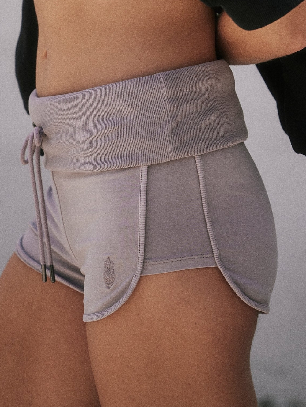 NEW FP Movement Oyster Warm Gray Limitless Foldover Mini Shorts M